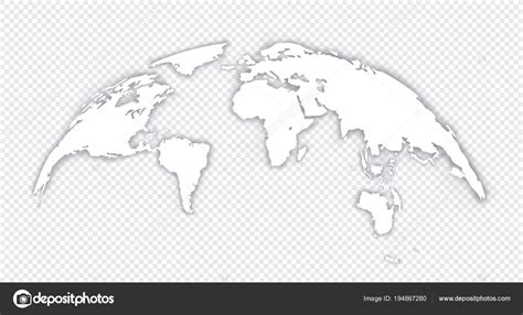 World Map Globe With Shadow On A Isolated Background Stock Vector