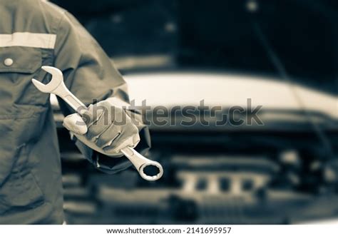 Car Care Maintenance Servicing Closeup Hand Stock Photo 2141695957