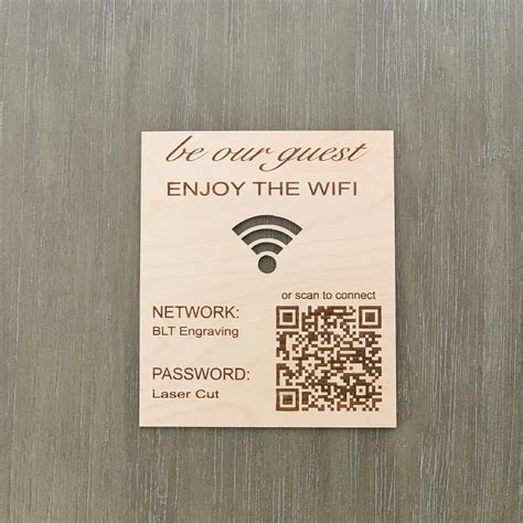 Wifi Qr Code Sign Laser Engraved Wifi Password Sign Etsy