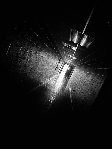 Took A Black And White Photo Of A Dark Hallway At Work It Came Out
