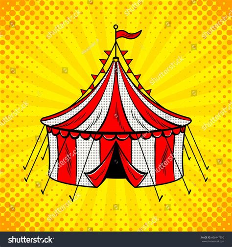 Circus Tent Red And White Stripes Pop Art Retro Vector Illustration