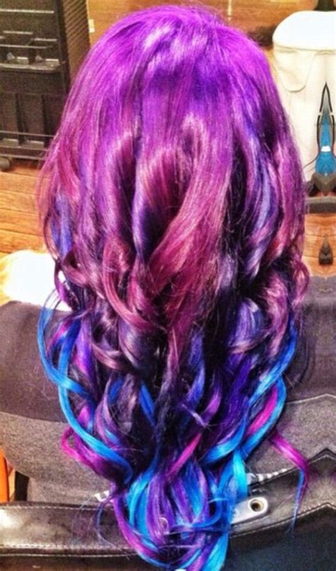 Purple Dyed Hair With Blue Streaks Hair Wild Hair Color Long Hair Styles