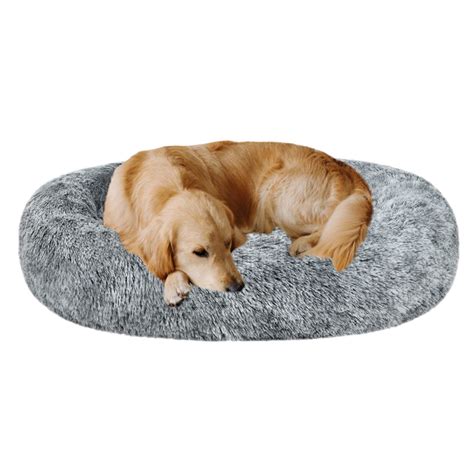 Coohom Oval Calming Donut Cuddler Dog Bedshag Faux Fur Cat Bed