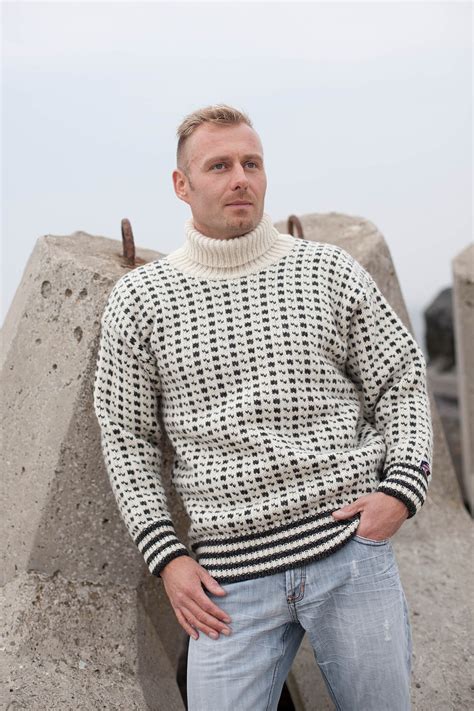 Original Icelandic Sweater With Polo Neck Of Pure Wool Norwool