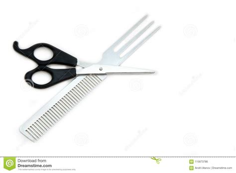 Scissors And Comb On White Background Stock Photo Image Of