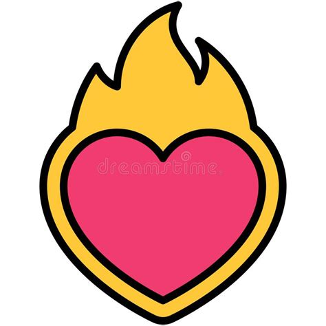 Burning Heart Icon Love And Heart Vector Stock Vector Illustration
