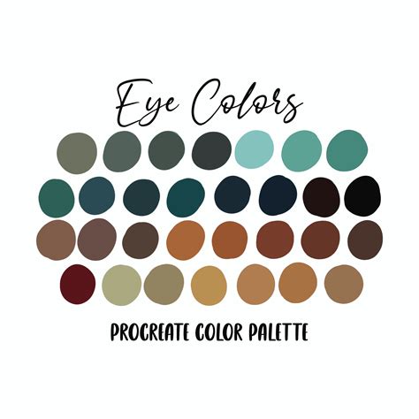Procreate Eye Color Palette Procreate Color Swatches Etsy Canada
