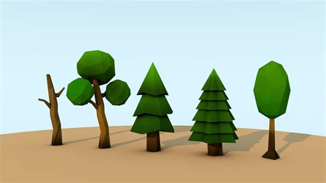3d Model Low Poly Trees Vr Ar Low Poly Cgtrader