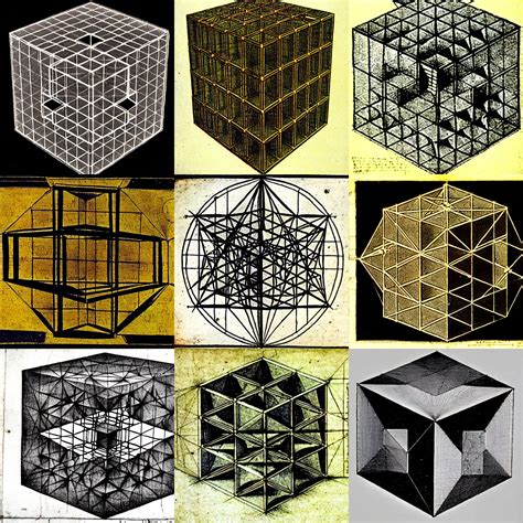 A Diagram Of A 4 Dimensional Hypercube By Leonardo Stable Diffusion