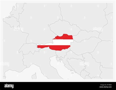 Austria Map Highlighted In Austria Flag Colors Gray Map With