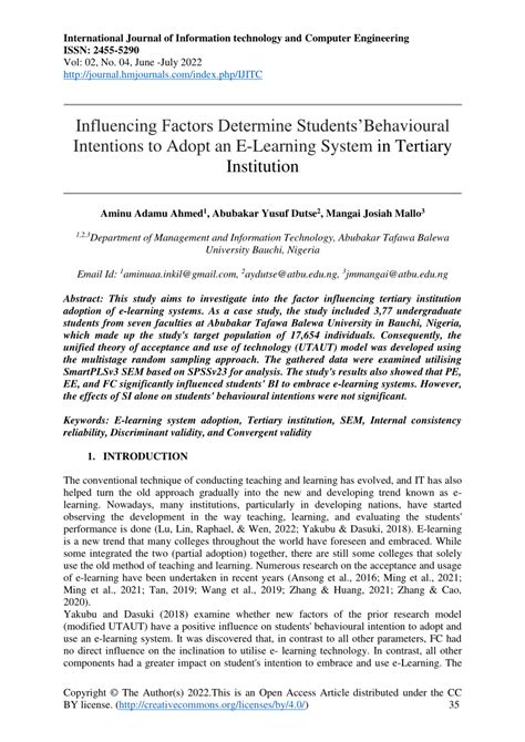 Pdf Influencing Factors Determine Studentsbehavioural Intentions To
