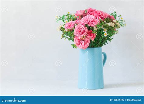 Beautiful Bouquet Of Pink Roses In Vase Stock Photo Image Of Nature