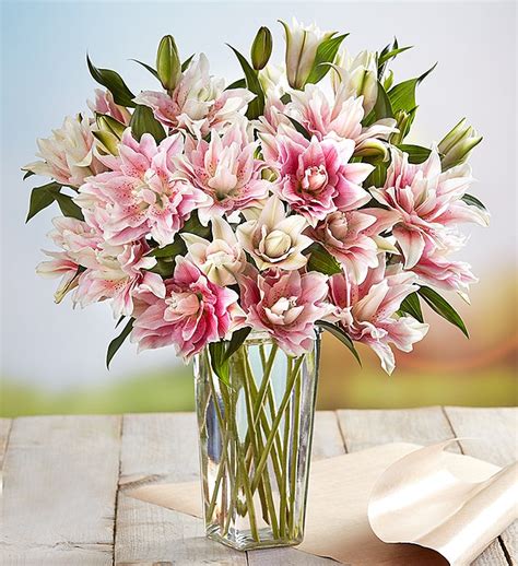 Fresh Market Double Bloom Pink Lily Bouquet 148243