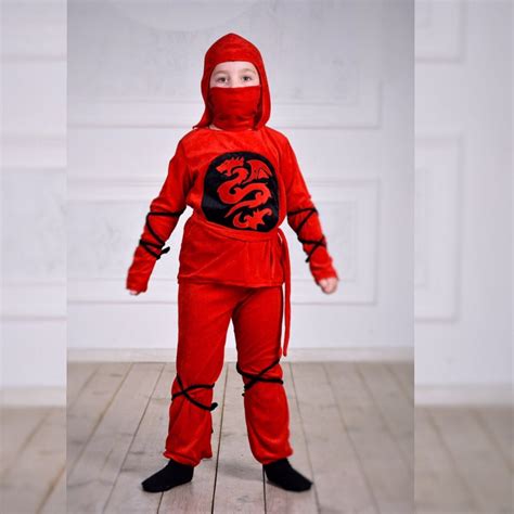 Red Ninja Costume Kids Deluxe Handmade Velvet Ninja Costume Etsy