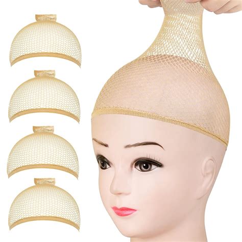 comprar fandamei 4 pieces light brown stocking wig caps stretchy nylon wig caps for women en usa