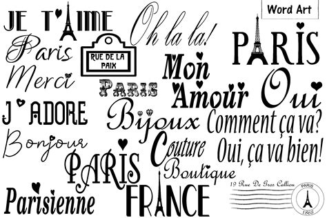 Paris and French Silhouettes AI EPS PNG, French Word Art (239699 ...