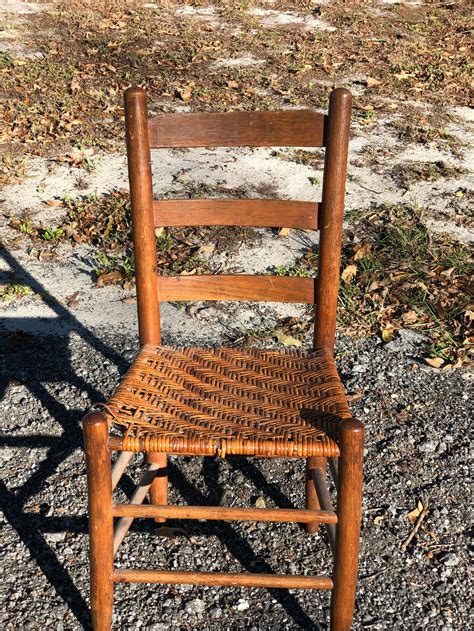 Antique Ladder Back Chair Vintage Chair Cane Seat Woven Etsy