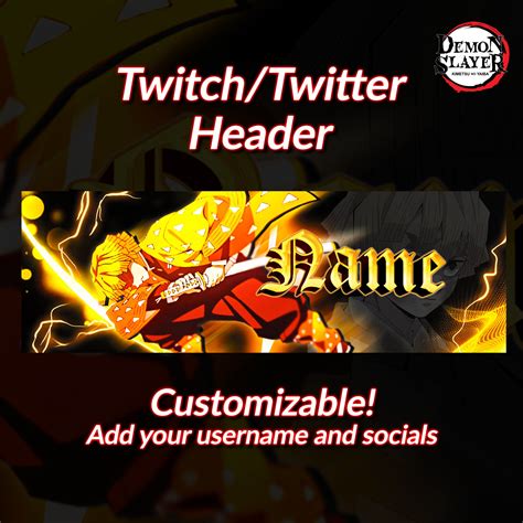 Demon Slayer Zenitsu Twitch Twitter Banner Header Etsy Uk