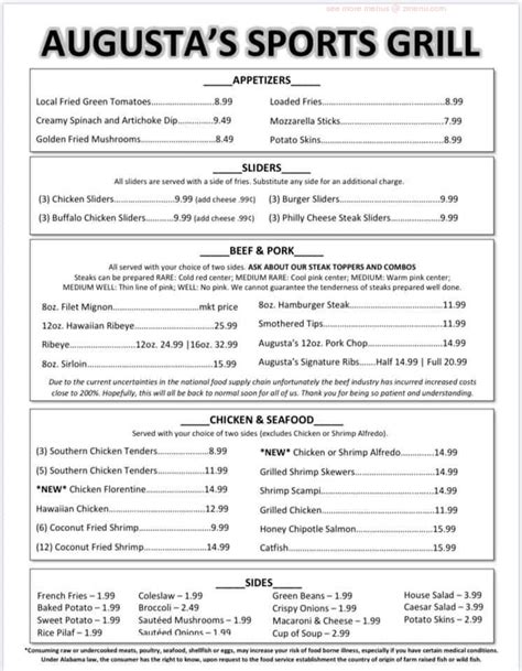 Baby johns bbq $$ barbeque. Menu at Augusta's Sports Grill pub & bar, Cullman