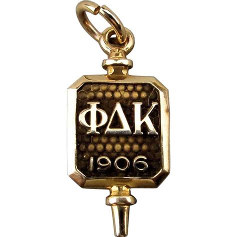Vintage Phi Delta Kappa 10k Gold Key Pendant Charm Fo Gem