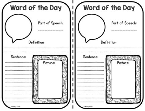 Word Of The Day Template 3rd Grade