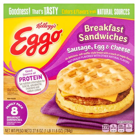 Kellogg S Eggo Sausage Egg Cheese Breakfast Sandwiches 27 6 Oz 8