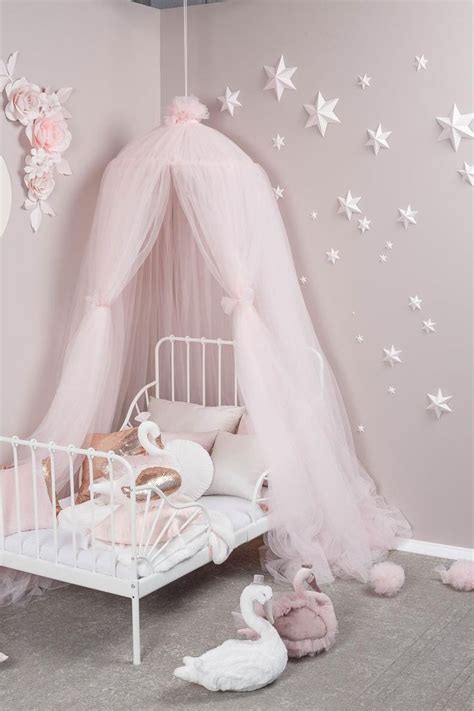 pink bed tulle canopy  nursery kids hanging tent rose baldachin
