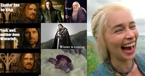 15 hilarious af game of thrones lord of the rings crossover memes that will have you floored