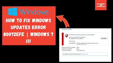 How To Fix Windows Update Error Windows 7 Link Is In The
