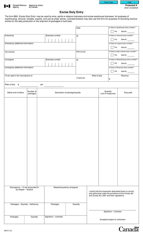 Form B60 Fill Out Sign Online And Download Fillable Pdf Canada