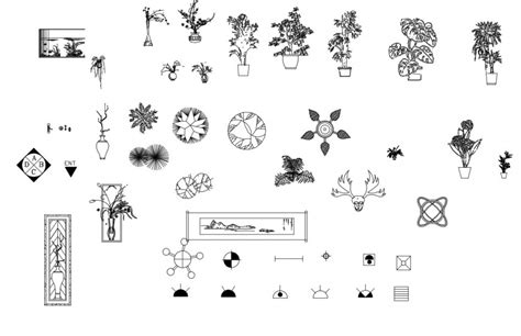 Dynamic Tree And Plants Elevation Blocks With Pots Cad Drawing Details