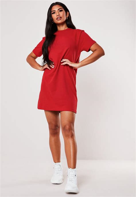 Red Basic T Shirt Dress Missguided