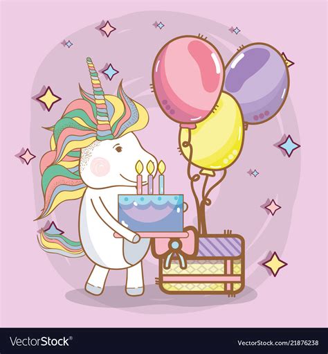 Birthday Party Unicorn Party Cartoons Royalty Free Vector