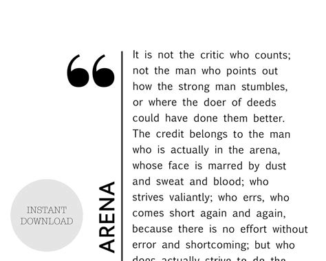 8 X 10 The Man In The Arena Theodore Roosevelt Poem Printable Etsy