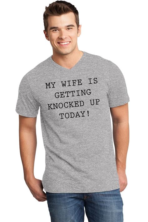 Mens My Wife Is Getting Knocked Up Today Ivf Lgbt V Neck Tee Husband