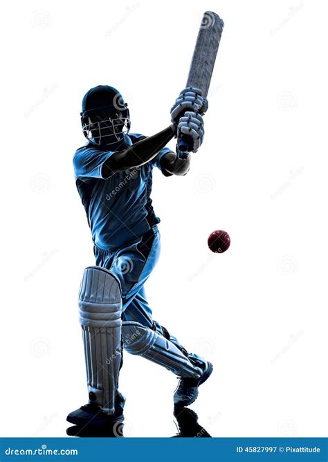 Silhouette De Batteur De Joueur De Cricket Image Stock Image Du