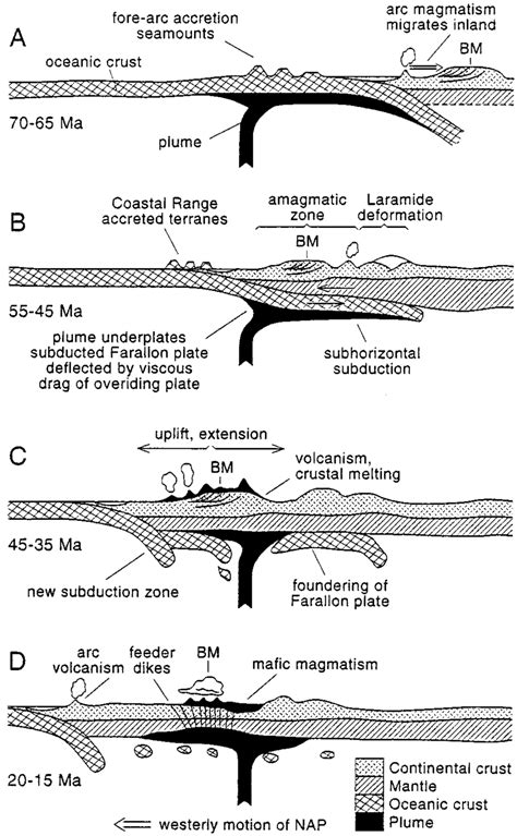 Schematic Tectonic Diagram Showing Late Mesozoic Tertiary Evolution Of