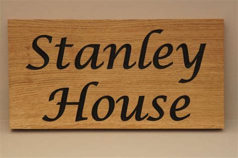 Oak House Sign Carved Personalised Custom Engraved Wooden Etsy Uk