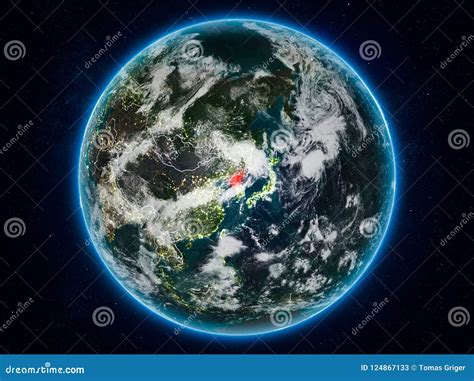North Korea On Earth At Night Stock Image Image Of Satellite Earth