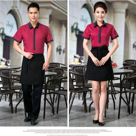 White Black Collar Summer Restaurant Wait Staff Shirt Uniform