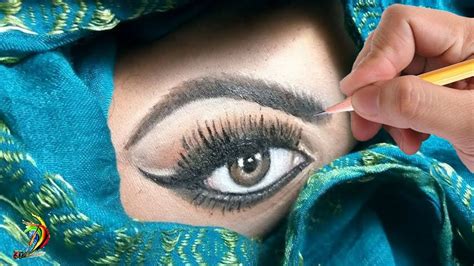 Incredible D Makeup Art Drawing Realistic Eye Of Aishwarya Rai Bachchan Hand Art Youtube