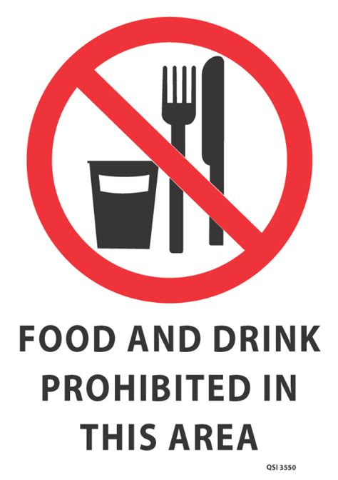 Food And Drink Prohibited In This Area Industrial Signs