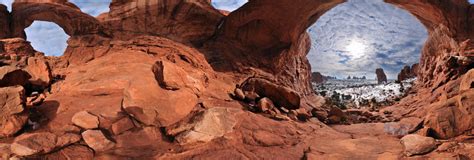 Rock Formation Double Arch In Arches Nat Park Utah Winter 1535