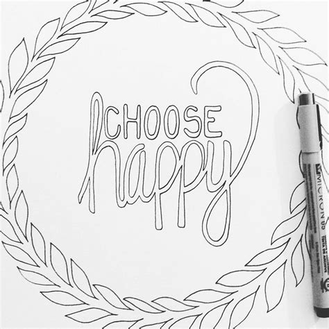 Choose Happy Coloring Page Simple Adult Coloring Page Etsy