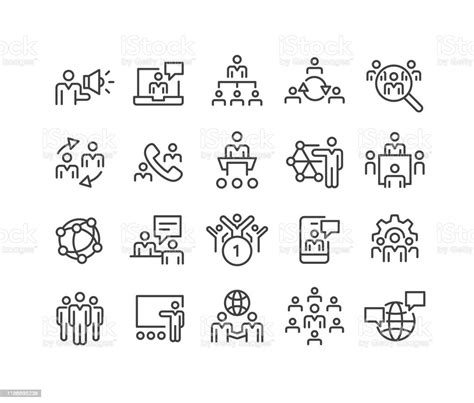 Business Networking Icons Classic Line Series Stock Illustration