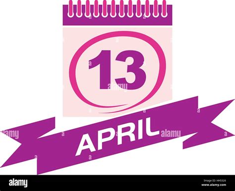 13 April Calendar With Ribbon Stock Vector Art And Illustration Vector