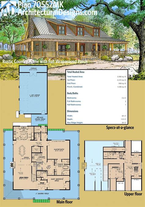 Architectural Designs Rustic Country Home Plan 70552mk Has A Full
