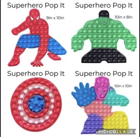 Superhero Pop It Sensory Fidget Toy Hulk Spiderman Iron Man Captain