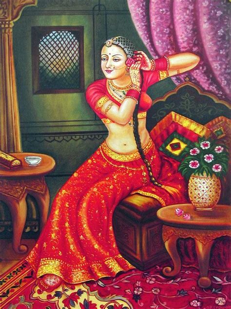 The Beautiful Courtesan Adorning Herself Indian Women