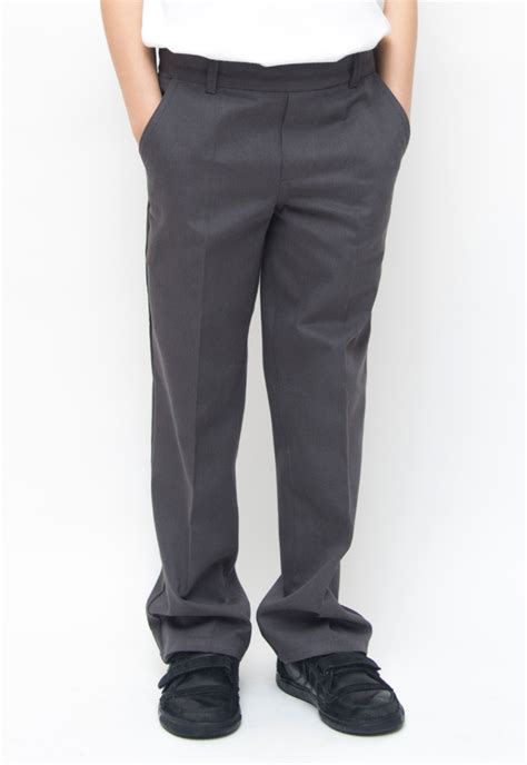 Boys Classic Fit Organic Cotton School Trousers Grey 5yrs Plus